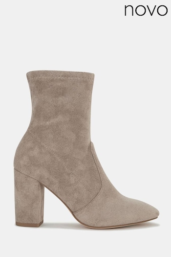 Novo Natural Regular Fit Kellan Block Heel Sock Ankle Boots media (N57663) | £38