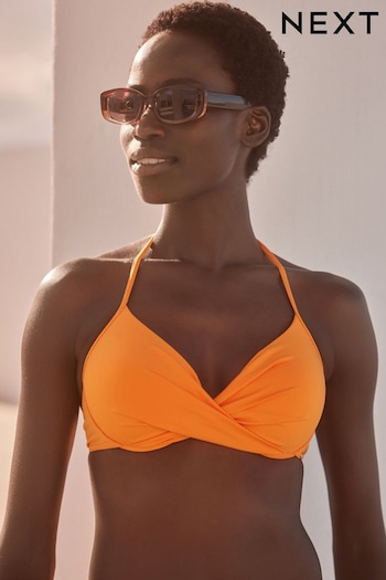 Orange Padded Wired Plunge Bikini Top (N57671) | £16
