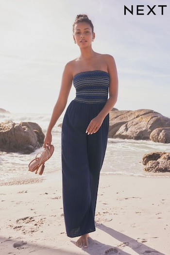 Navy Bandeau Wide Leg Jumpsuit (N57700) | £32