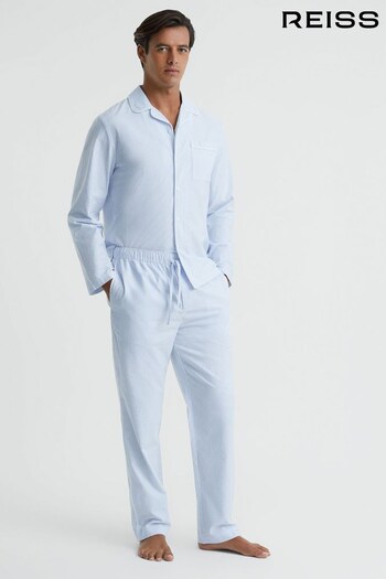 Reiss Blue/White Tamworth Striped Cotton Drawstring Pyjama Bottoms (N57725) | £68