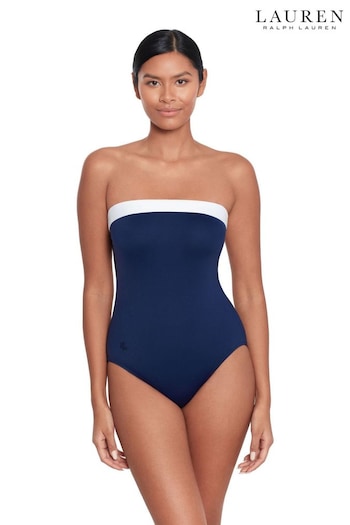 Lauren Ralph Lauren Blue Bel Air Modern Bandeau Swimsuit (N57764) | £149