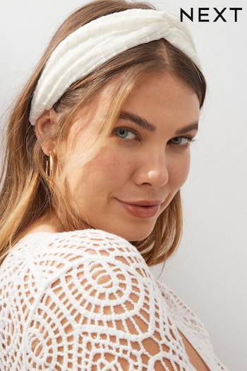 Cream Textured Knot Front Headband (N57820) | £10