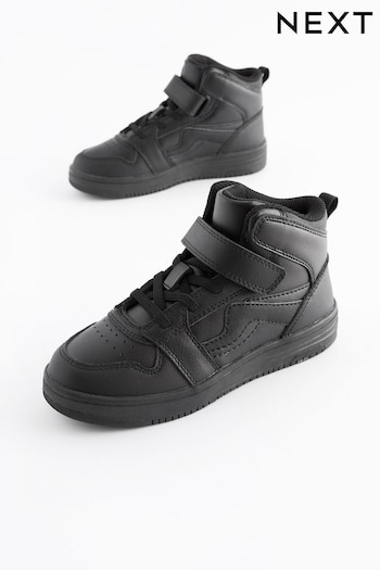 Black High Top Trainer School Shoes (N57839) | £26 - £33
