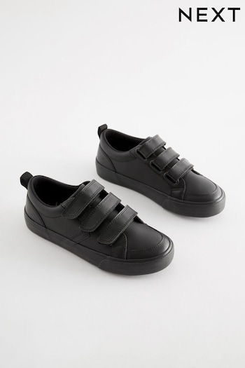 Black Wide Fit (G) School Touch Fastening 3 Strap Shoes Ankle (N57840) | £24 - £31