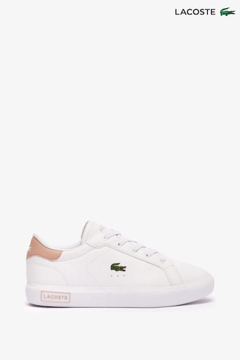Lacoste Sport Kids White Powercourt 124 Leather Trainers (N57876) | £50