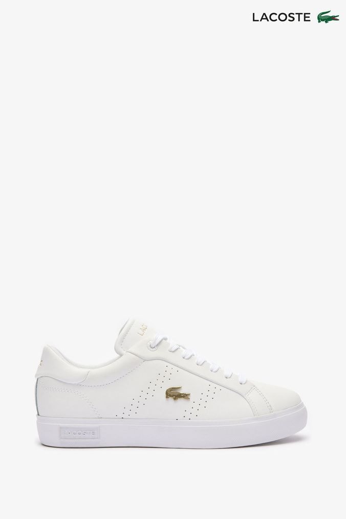 White lacoste top shoes womens