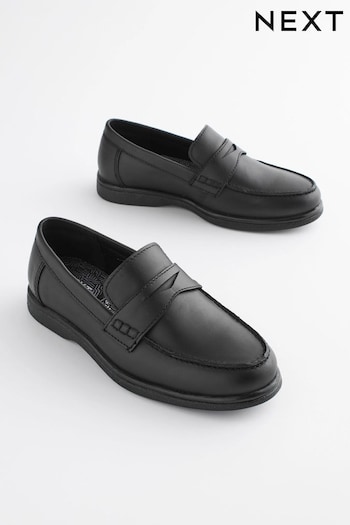 Black Standard Fit (F) School Leather Penny Loafers (N57911) | £27 - £36