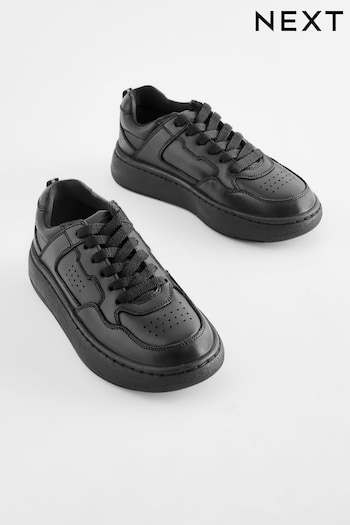 Black Standard Fit (F) School Leather Lace Up Shoes (N57913) | £26 - £35