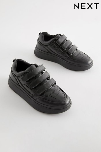 Black Standard Fit (F) School Leather Touch Fastening Strap Shoes (N57914) | £28 - £35