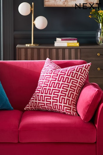Fuchsia Pink 50 x 50cm Geometric Flock Large Oblong Cushion (N57933) | £18