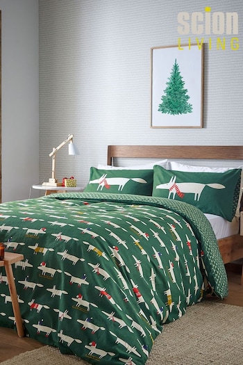 Scion Green Mr Fox Christmas Duvet Cover and Pillowcase Set (N57949) | £50 - £95