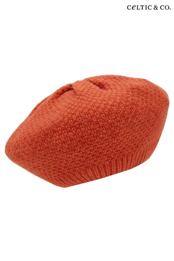 Celtic & Co. Orange Lambswool Moss Stitch Hat (N58027) | £34