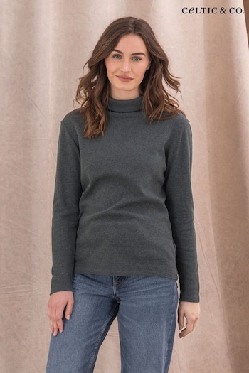Celtic & Co. Grey Organic Cotton Long Sleeve Funnel T-Shirt (N58037) | £49
