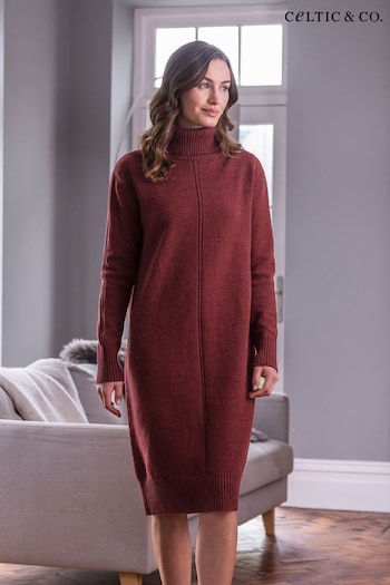 Celtic & Co. Lambswool Roll Neck Brown Dress (N58051) | £155