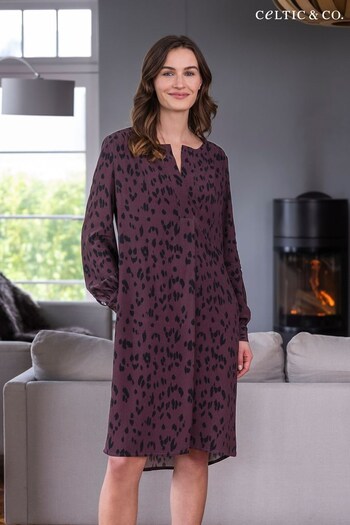 Celtic & Co. Purple Printed Pleat Front Knee Length Dress (N58061) | £135
