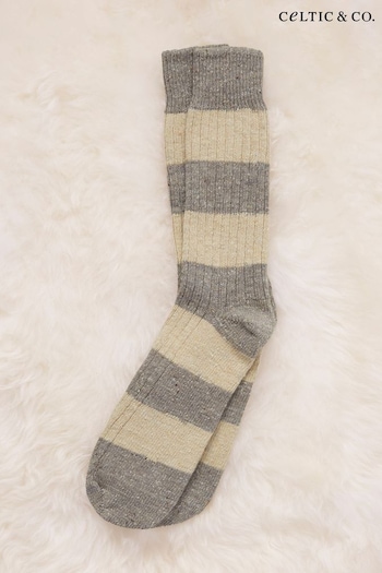 Celtic & Co. Mens Grey Donegal Stripe Socks (N58086) | £30