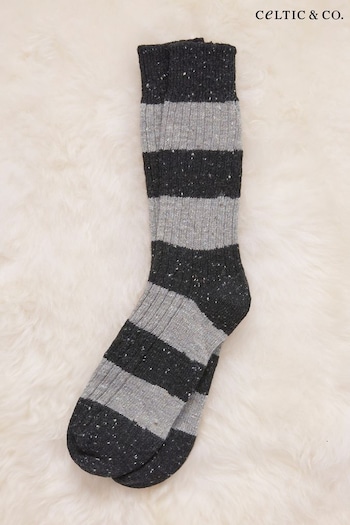 Celtic & Co. Mens Grey Donegal Stripe Socks (N58087) | £30