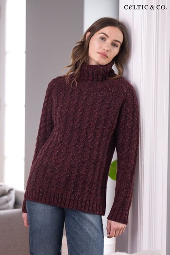 Celtic & Co. Purple Donegal Cable Roll Neck Jumper (N58107) | £142