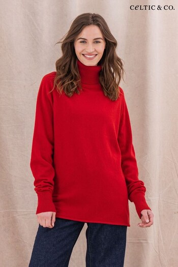 Celtic & Co. Red Geelong Slouch Roll Neck Jumper (N58110) | £129