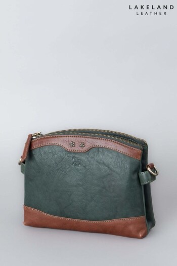 Lakeland Leather Green Hartsop Zip Leather Cross Body Bag (N58137) | £60