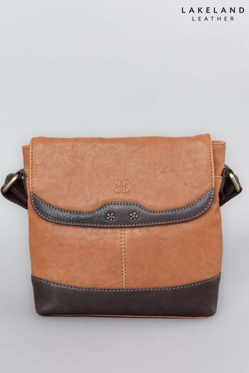 Lakeland Leather Hartsop Flapover Leather Brown Cross Body Bag (N58138) | £65