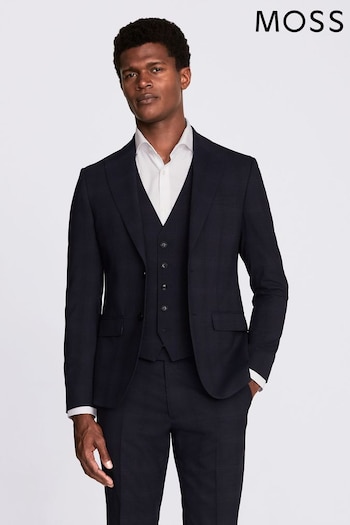 MOSS Slim Fit Blue Check Jacket (N58151) | £169