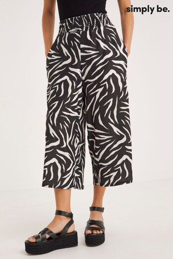Simply Be Zebra Textured Waffle Black Culottes (N58160) | £24