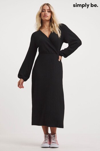 Simply Be Wrap Midi Black Dress (N58167) | £36