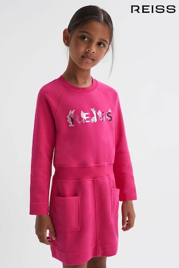 Reiss Pink Janine Senior Sweatshirt Dress (N58223) | £55