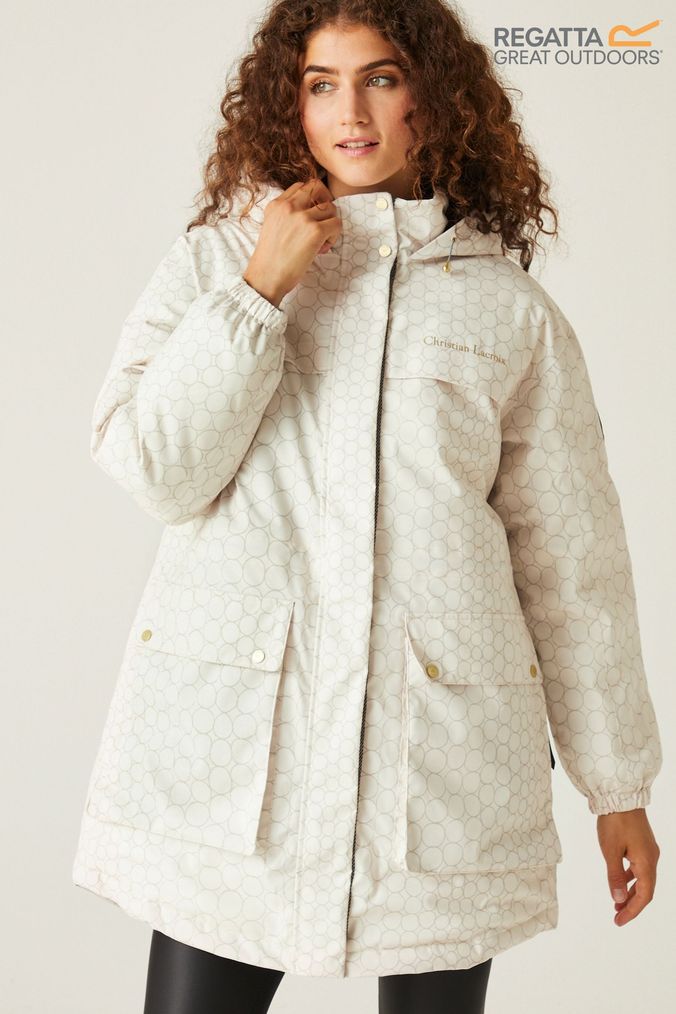 Cream cheap waterproof coat