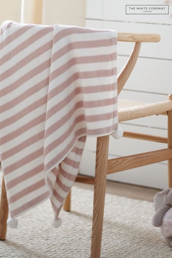 The White Company Pink Stripe Cotton Cashmere Baby Blanket (N58583) | £60