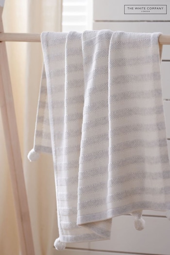 The White Company Pink Stripe Cotton Cashmere Baby Blanket (N58584) | £60