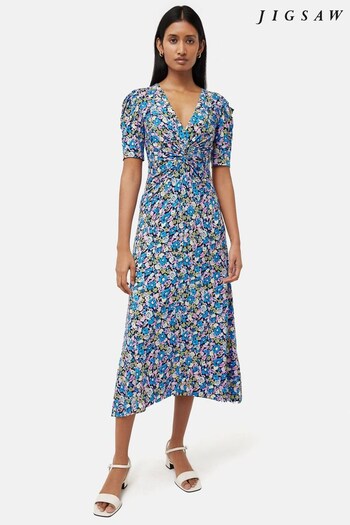 Jigsaw Blue Vintage Floral Jersey Dress (N58630) | £145