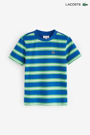 Lacoste Logo-Patch Blue Stripe T-Shirt (N58699) | £35 - £40