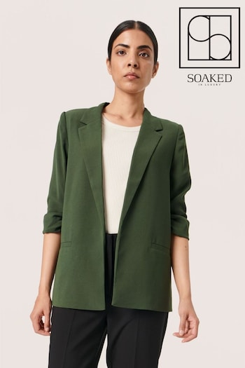 Soaked in Luxury Green Shirley 3/4 Sleeve Open Front Blazer (N58773) | £75