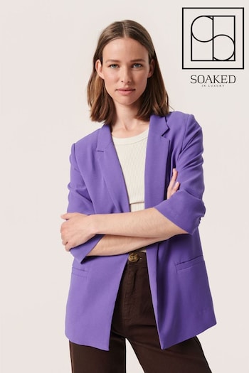 Soaked in Luxury Purple Shirley 3/4 Sleeve Open Front Blazer (N58774) | £75