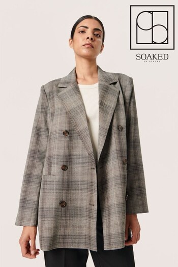 Soaked in Luxury Storie Double Breasted Brown Blazer (N58779) | £140