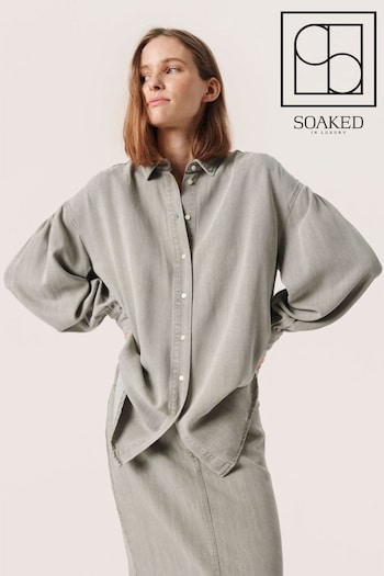 Soaked in Luxury Grey Friday Oversized Fit Denim Shirt (N58780) | £90