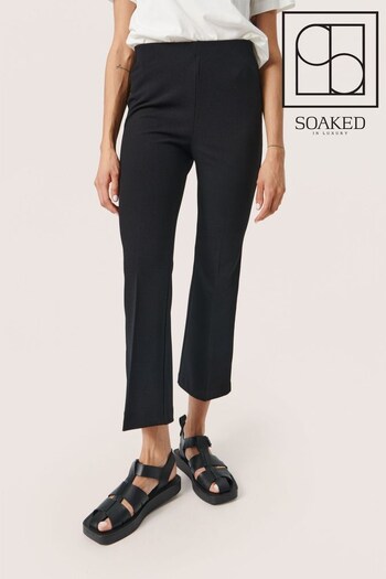 Soaked in Luxury Bea Cropped Flare Black Trousers Jones (N58789) | £75