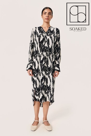 Soaked in Luxury Zaya Drawstring Waist Midi Black Dress (N58797) | £70