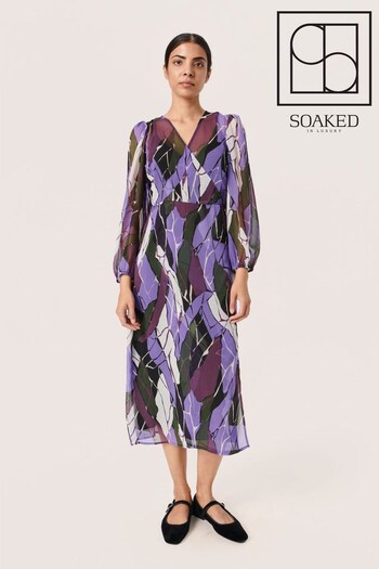 Soaked in Luxury Purple Josefine Chiffon Wrap Midi Dress (N58799) | £100