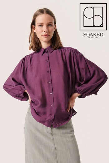 Soaked in Luxury Purple Lilley Loose Fit 3/4 Sleeve Shirt (N58801) | £75