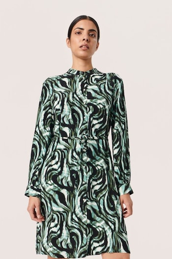 Soaked in Luxury Green Kenna Above Knee Length Shirt PROJECT Dress (N58803) | £90