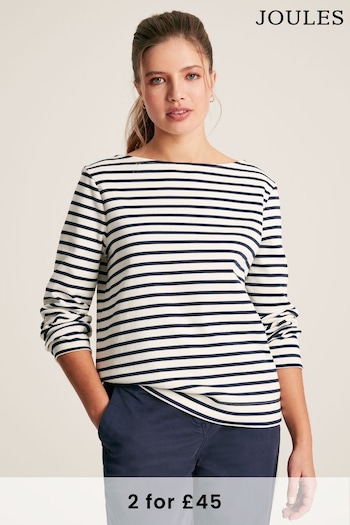 Joules New Harbour Cream/Navy Striped Boat Neck Breton Top (N58835) | £29.95