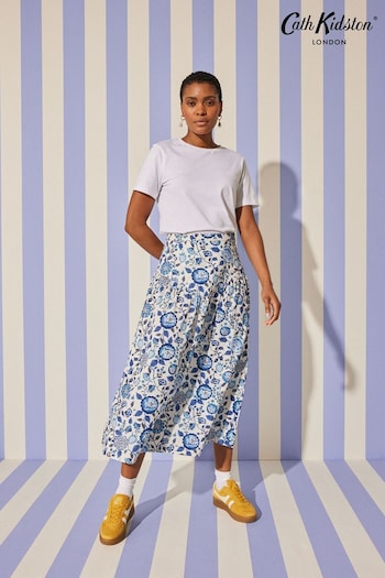 Cath Kidston White and Blue Midi Skirt (N58866) | £40