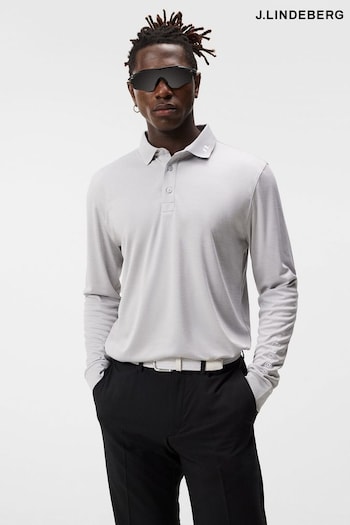 J.Lindeberg Grey Long Sleeve Polo Shirt (N58898) | £85
