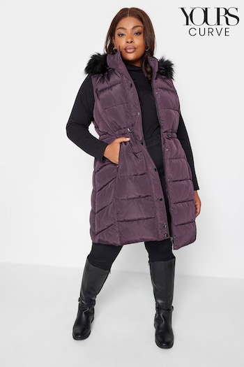 Yours Curve Purple Midi Padded Gilet (N58960) | £70