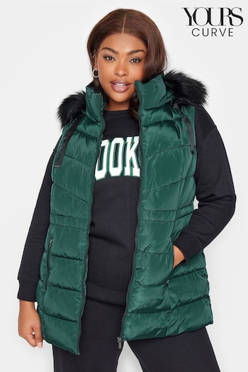 Yours Curve Green Short Padded Gilet (N58965) | £50