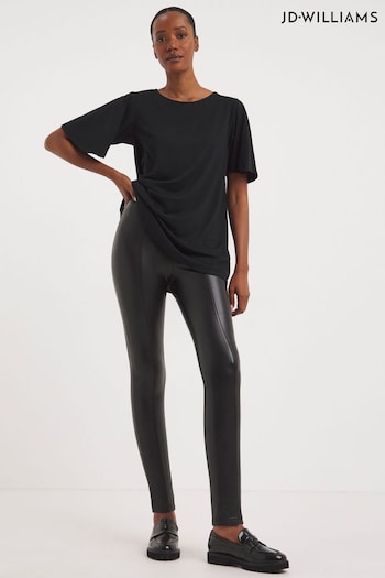 JD Williams Black Pu Leggings With Cosy Touch Lining (N58985) | £26
