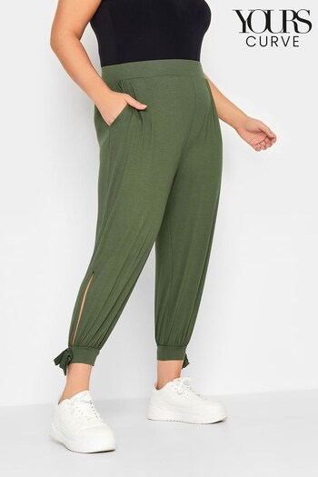 Yours Curve Green Jersey Cropped Harem Trousers With Split (N59033) | £22